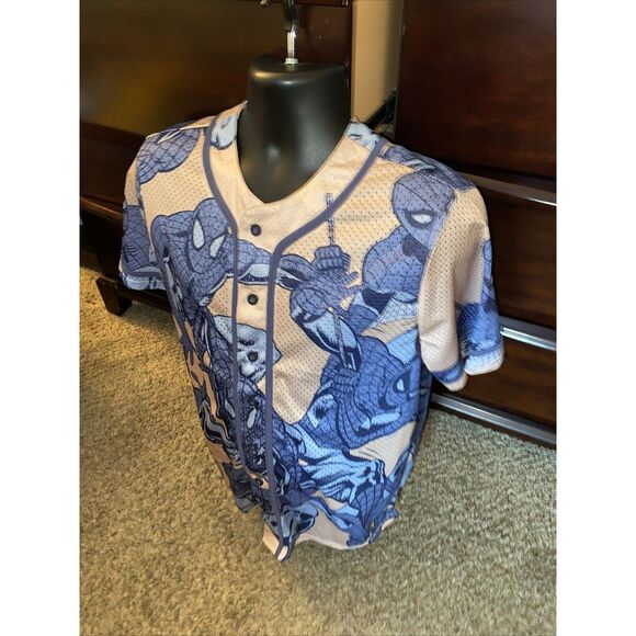 NWT Marvel Spider-Man Mesh Baseball Jersey Tan Size Medium - Picture 2 of 6